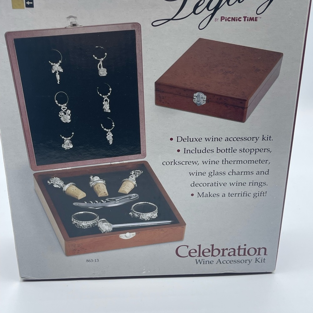 Legacy by Picnic Time Celebration Wine Accessory Kit - Light Walnut